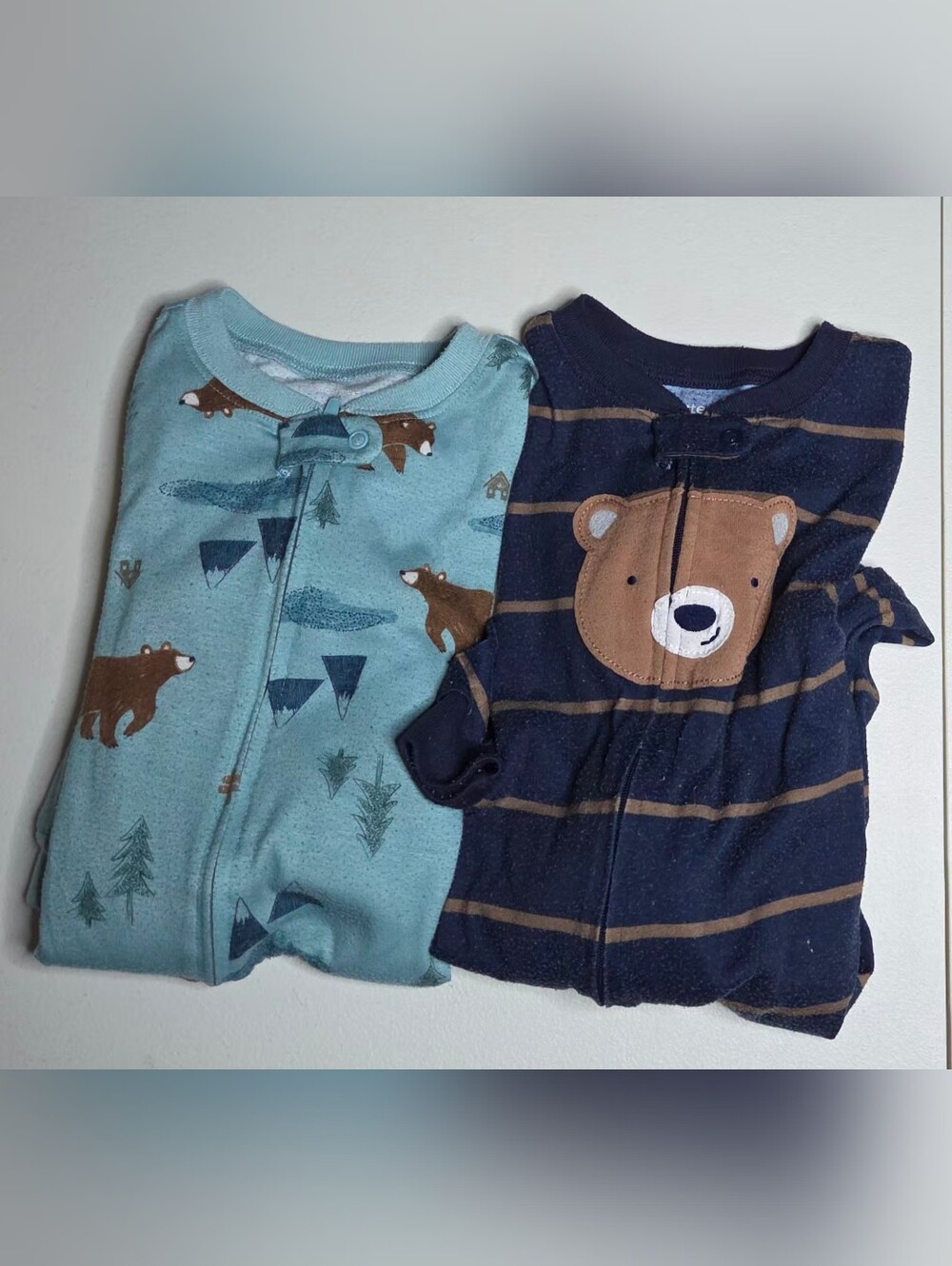 Carter's 3T Cotton Footie Pajamas Lot of 2 Construction & Stripe Sleepers